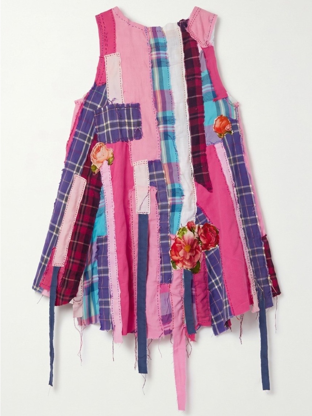 Hand Crafted Patchwork Tank Dress in Pink, Purple, Blue - Picture 5 of 7